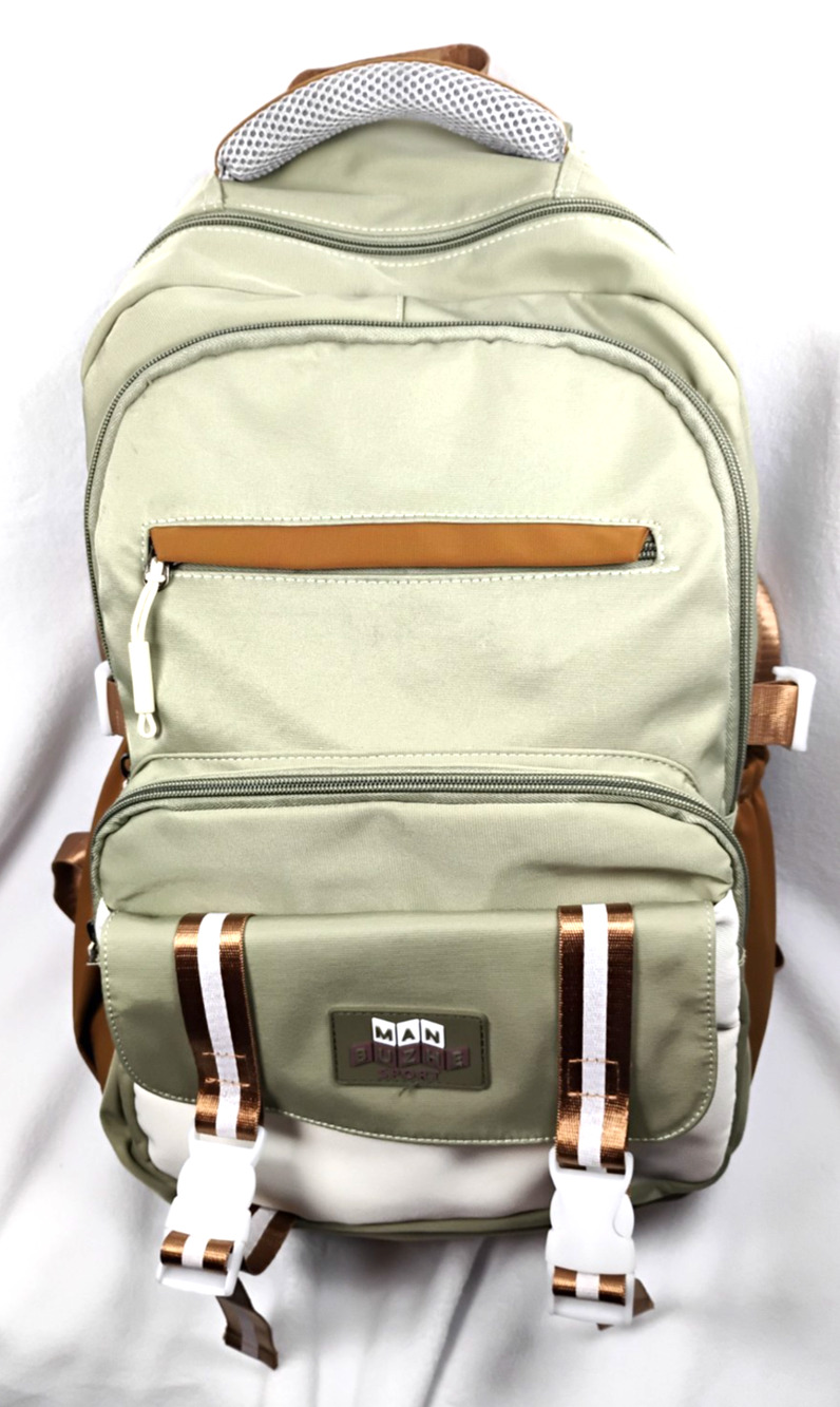 Man Buzhe Sport Backpack Green Tan Casual Travel School Everyday Daypack